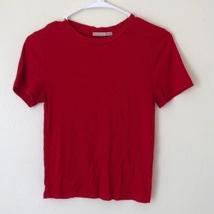 Red Ribbed Tee